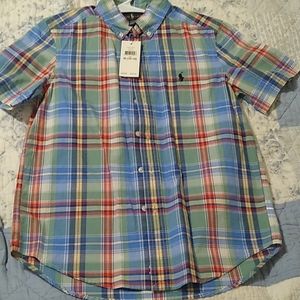 Ralph Lauren polo multicolor shirt short sleeve boys size M 10-12 New